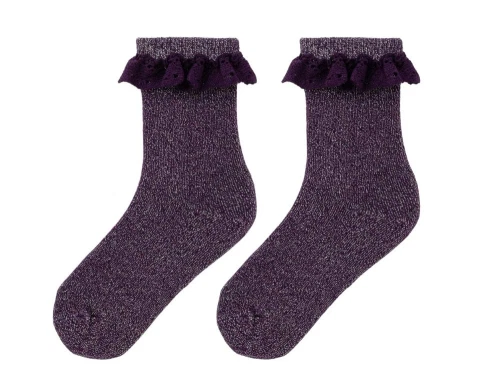 Name It plum purple glitter flæse strømper (2-pak)